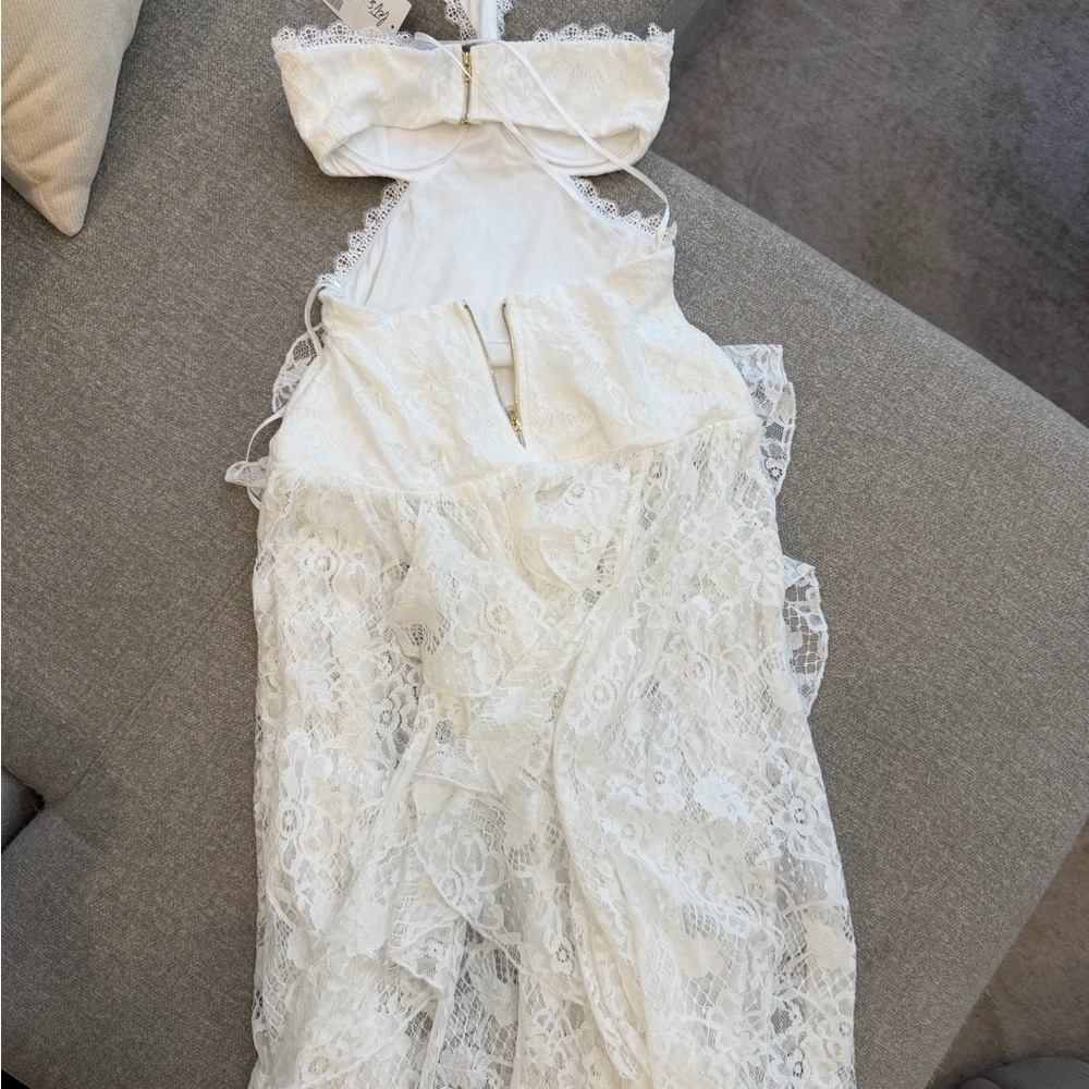 12th Tribe White Lace Maxi Dress with Halter Neck - Picture 4 of 4